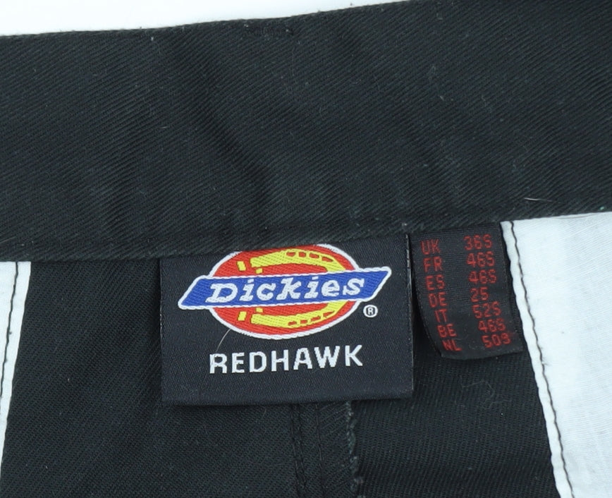 Dickies Men Black Cargo Workwear Trousers 36W Regular Fit Polyester Cotton