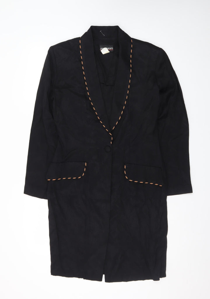 John Roberts Womens Black Long Blazer Coat Size 10 Classic
