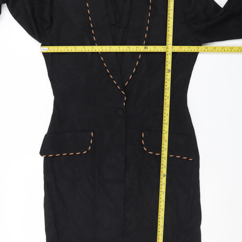 John Roberts Womens Black Long Blazer Coat Size 10 Classic