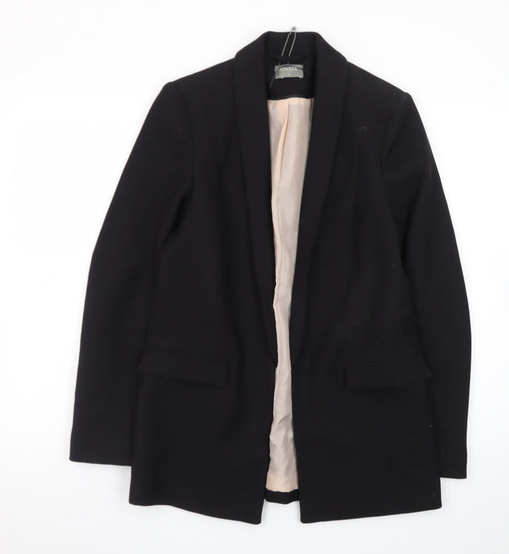 Oasis Women's Black Shawl Collar Long Blazer Size 8
