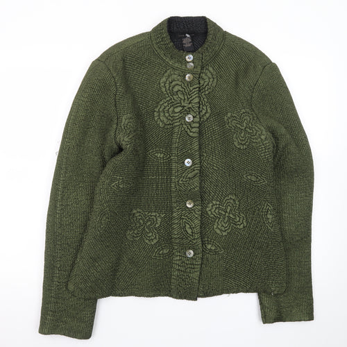 Anne Carson Women Green Textured Floral Suit Jacket Size M