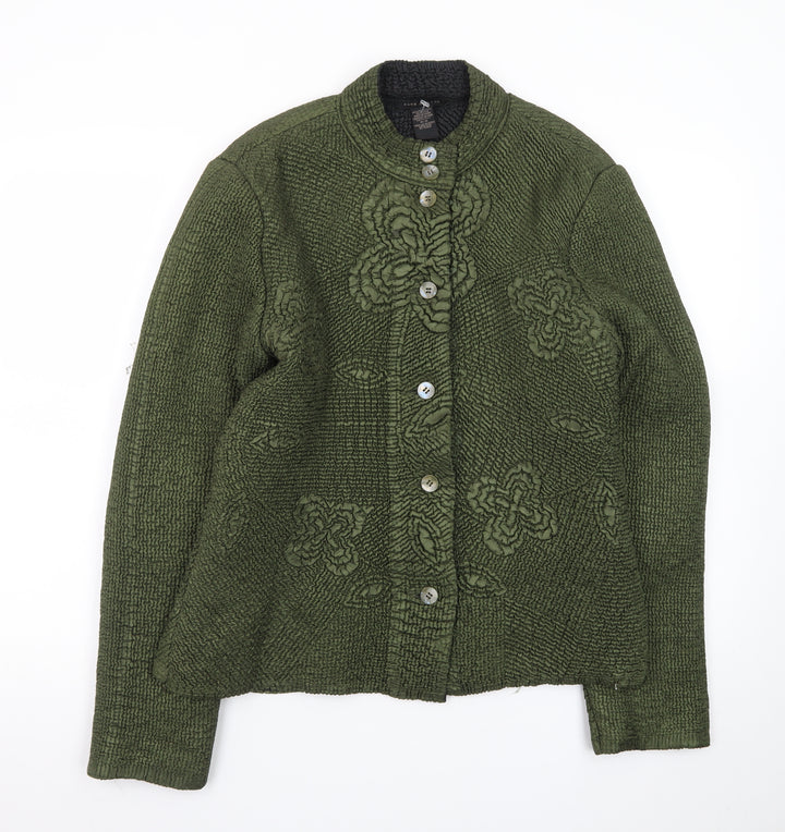 Anne Carson Women Green Textured Floral Suit Jacket Size M