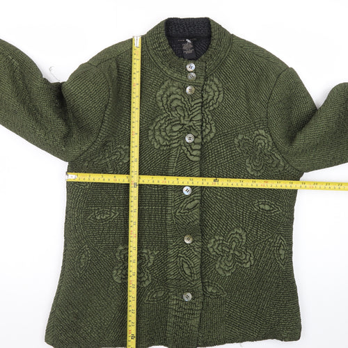 Anne Carson Women Green Textured Floral Suit Jacket Size M