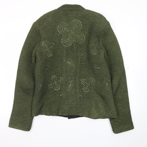 Anne Carson Women Green Textured Floral Suit Jacket Size M