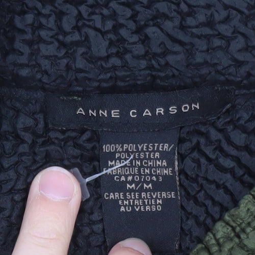 Anne Carson Women Green Textured Floral Suit Jacket Size M