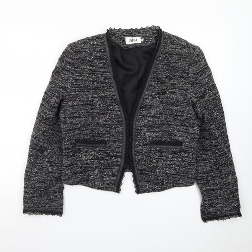 Aria Women's Black Bouclé Tailored Blazer Jacket Size 14