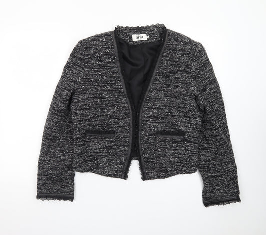 Aria Women's Black Bouclé Tailored Blazer Jacket Size 14