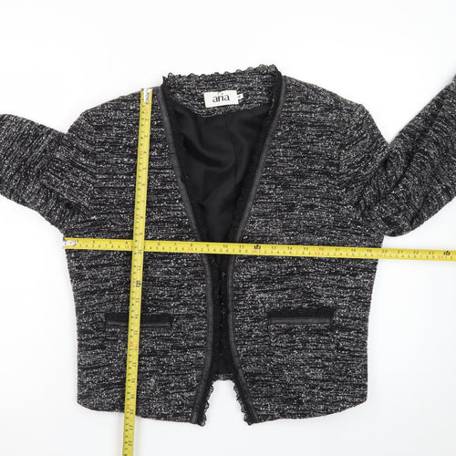 Aria Women's Black Bouclé Tailored Blazer Jacket Size 14