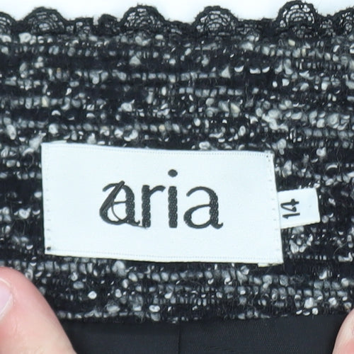 Aria Women's Black Bouclé Tailored Blazer Jacket Size 14