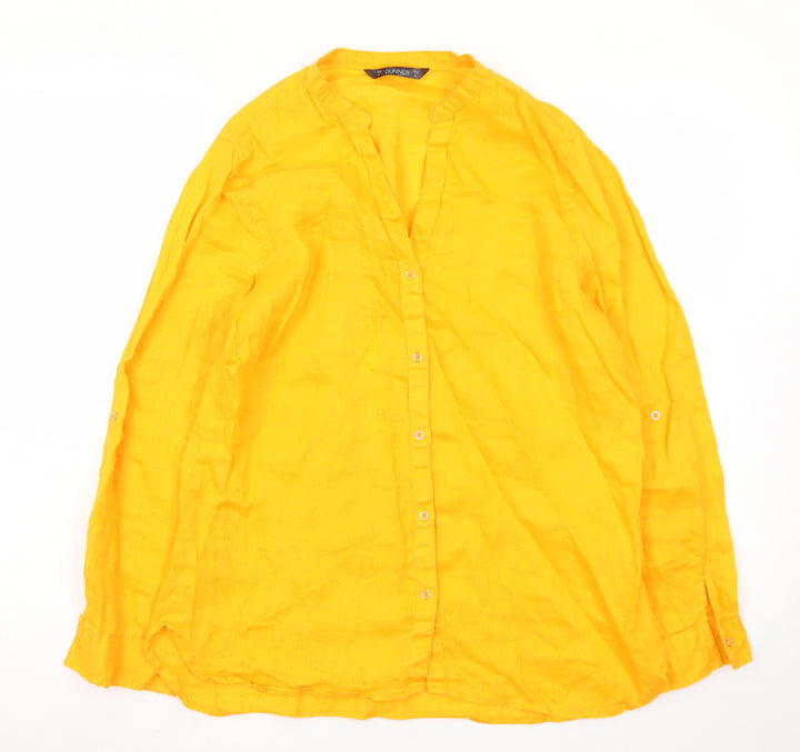 Dunnes Stores Women's Yellow Linen Tunic Blouse Size S