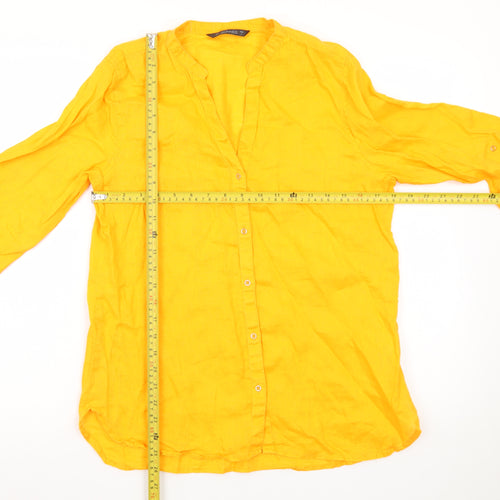 Dunnes Stores Women's Yellow Linen Tunic Blouse Size S