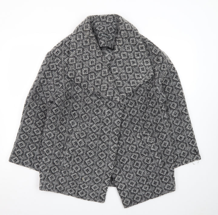 Bonmarché Women’s Grey Geometric Mid-Length Coatigan Size 14