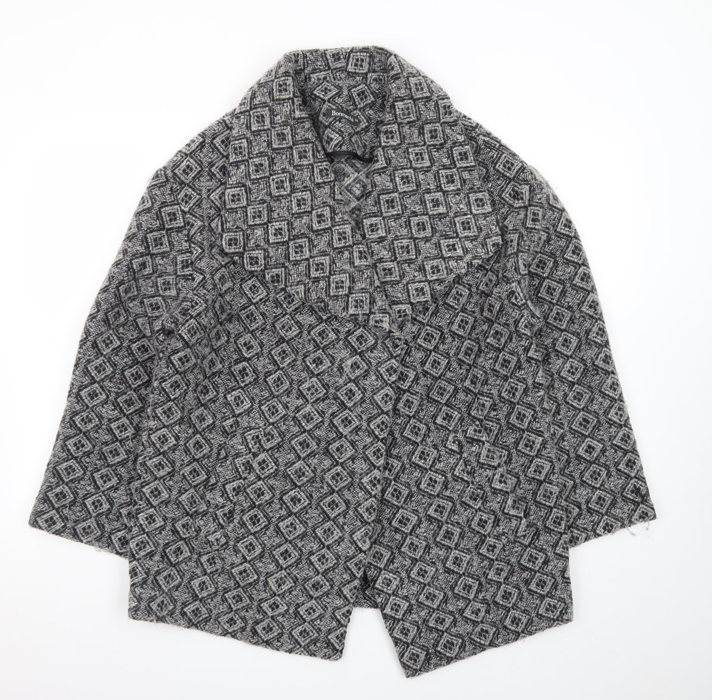 Bonmarché Women’s Grey Geometric Mid-Length Coatigan Size 14