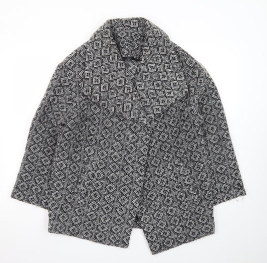 Bonmarché Women’s Grey Geometric Mid-Length Coatigan Size 14
