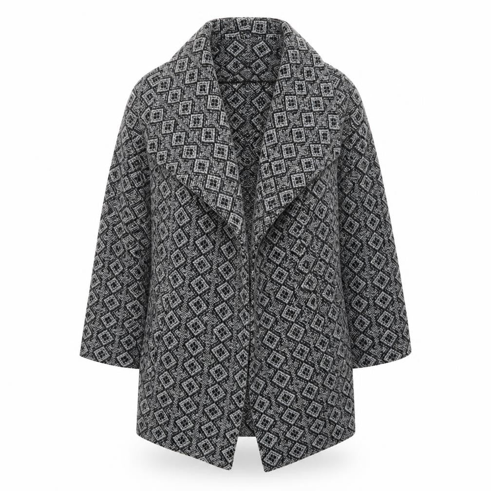 Bonmarché Women’s Grey Geometric Mid-Length Coatigan Size 14