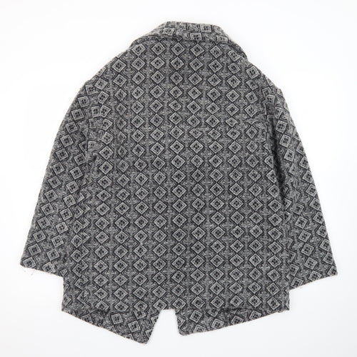 Bonmarché Women’s Grey Geometric Mid-Length Coatigan Size 14
