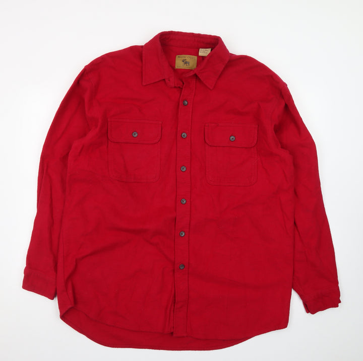 Moose Creek Men's Red Cotton Flannel Button-Up Shirt XL