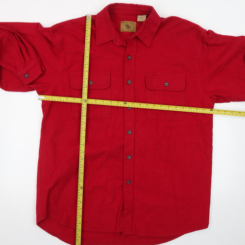 Moose Creek Men's Red Cotton Flannel Button-Up Shirt XL