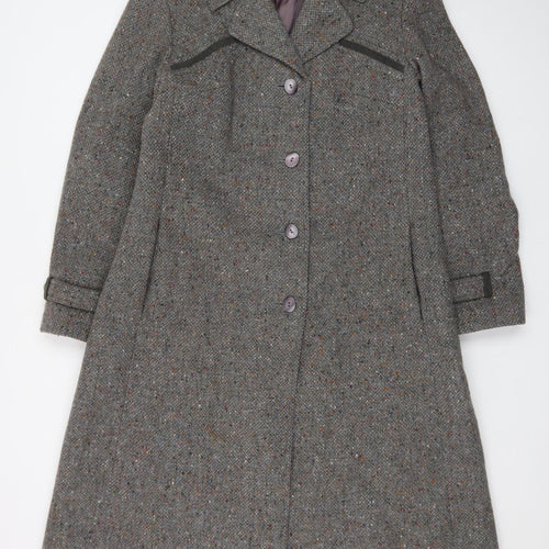 Monéque Women’s Grey Wool Tweed Long Overcoat Size 16