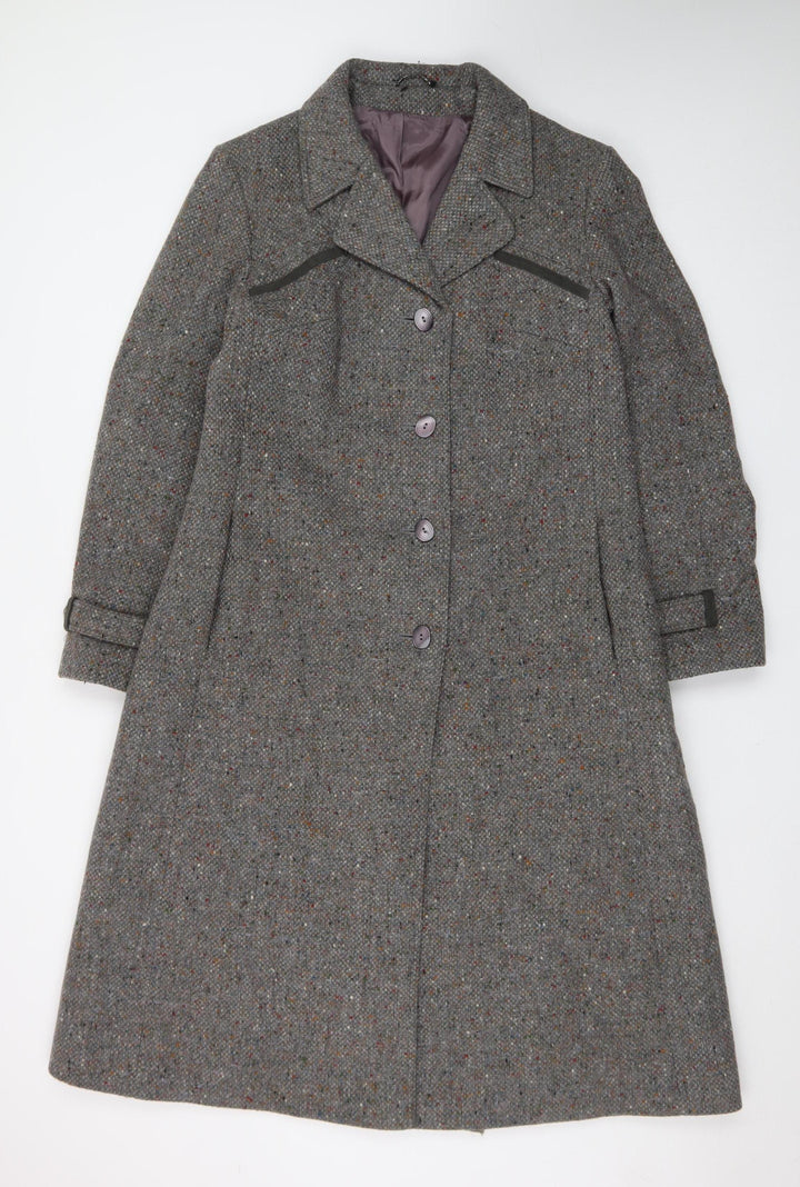 Monéque Women’s Grey Wool Tweed Long Overcoat Size 16