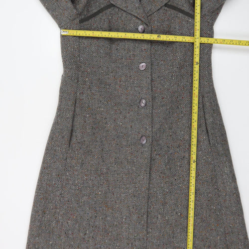 Monéque Women’s Grey Wool Tweed Long Overcoat Size 16