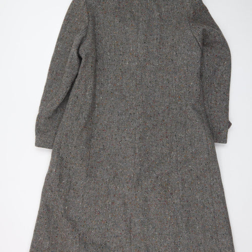 Monéque Women’s Grey Wool Tweed Long Overcoat Size 16
