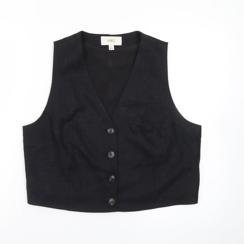 Marks and Spencer Women's Black Size 14 Suit Waistcoat Classic Lined