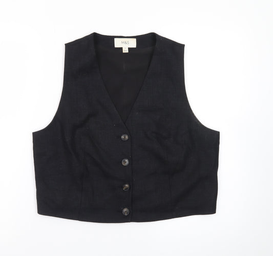 Marks and Spencer Women's Black Size 14 Suit Waistcoat Classic Lined