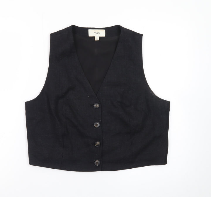 Marks and Spencer Women's Black Size 14 Suit Waistcoat Classic Lined