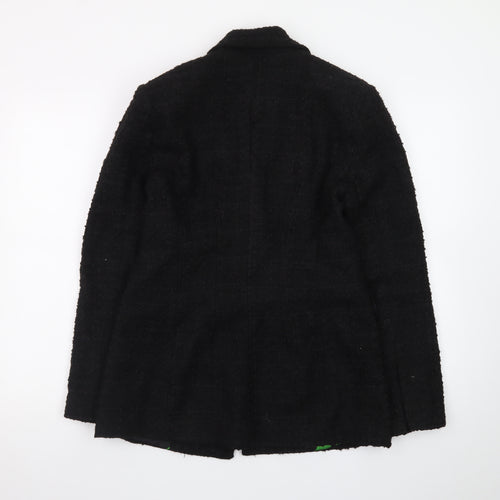 Zara Women's Black Wool Blend Tweed Blazer Jacket Size S