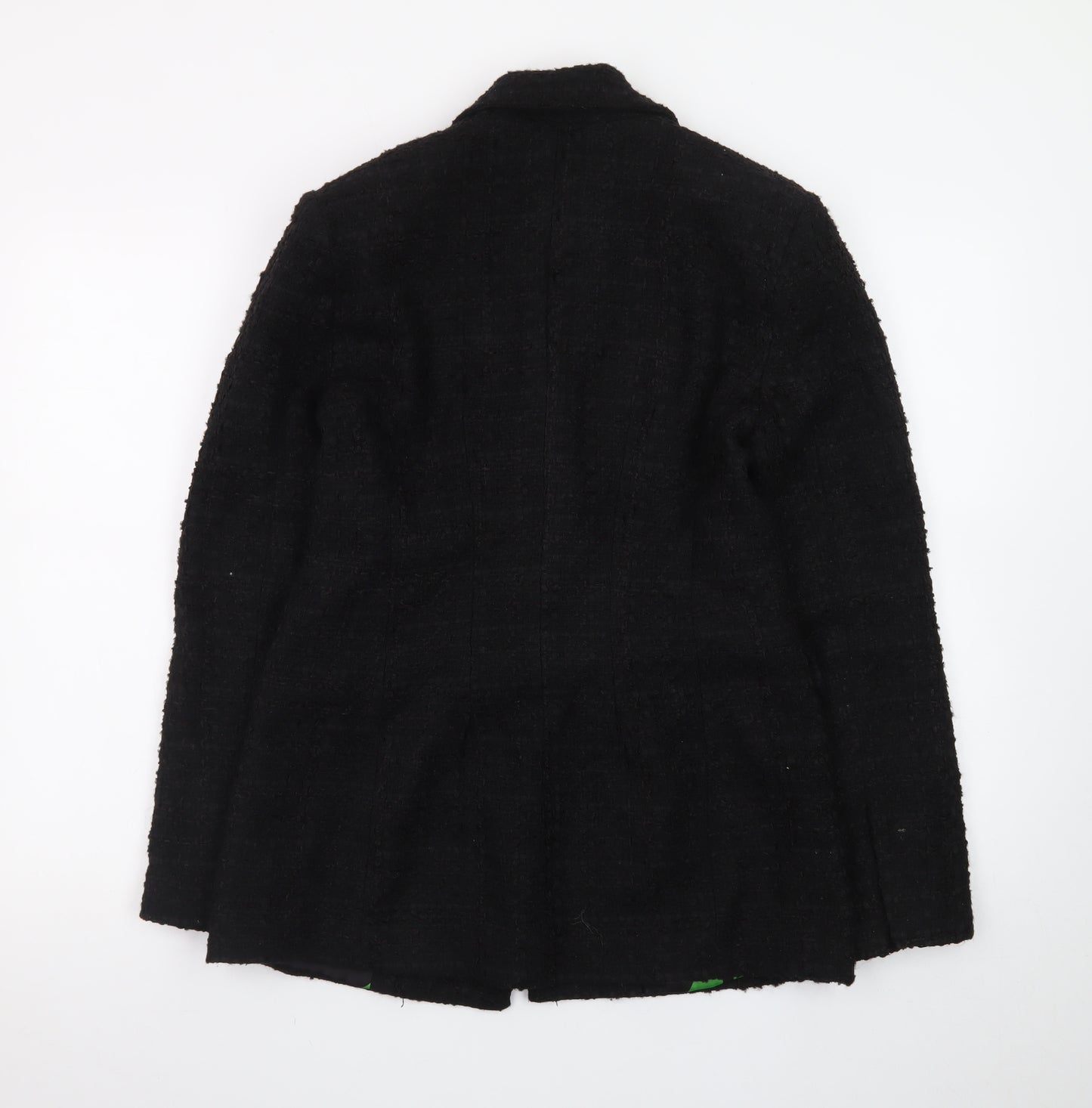Zara Women's Black Wool Blend Tweed Blazer Jacket Size S