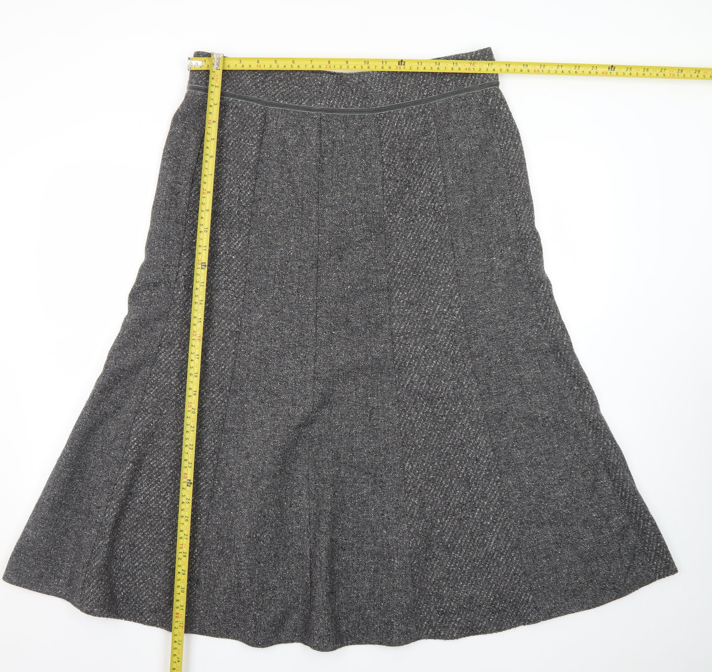 Marks and Spencer Women Grey A-Line Wool Silk Long Skirt Size 16