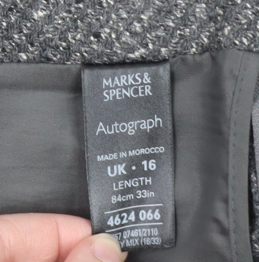 Marks and Spencer Women Grey A-Line Wool Silk Long Skirt Size 16