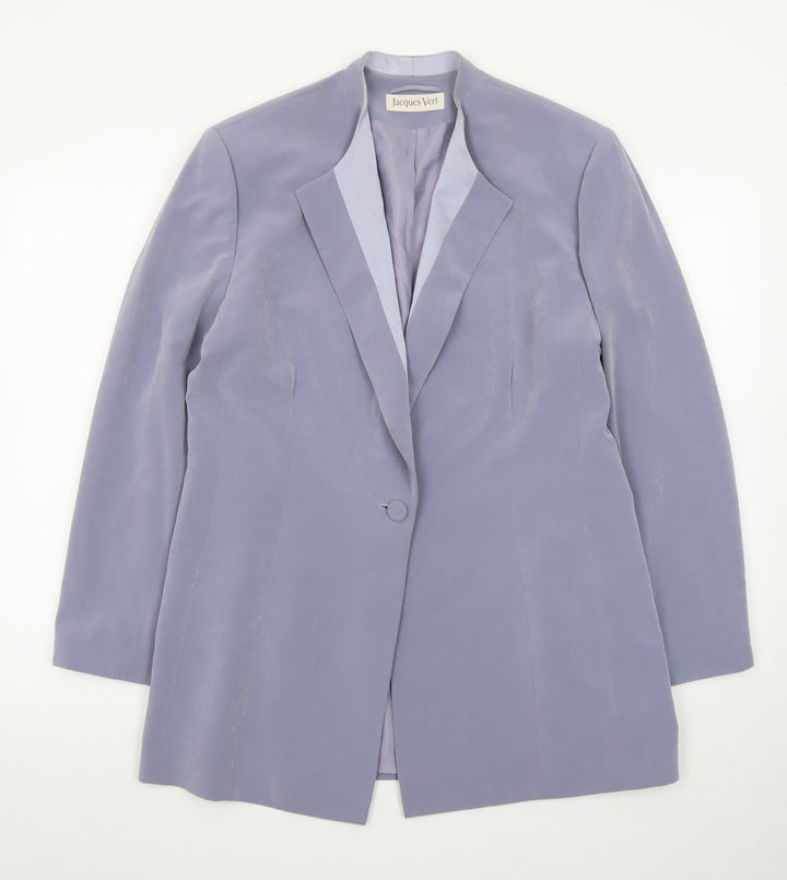 Jacques Vert Women's Lilac Single-Breasted Long Blazer Size 16