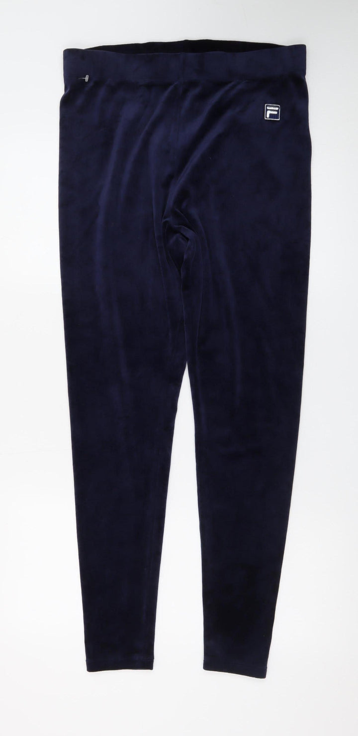 Fila Women's Blue Velour Leggings XL Sports Comfort Fit