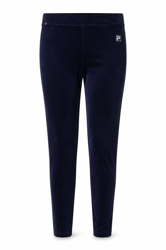 Front view of Fila Women's Blue Velour Leggings XL Sports Comfort Fit
