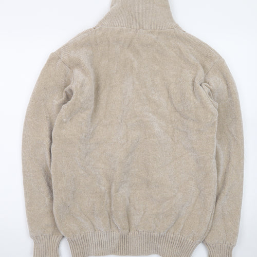 Todd Baxter Men's Beige Wool Blend Full Zip Jumper M