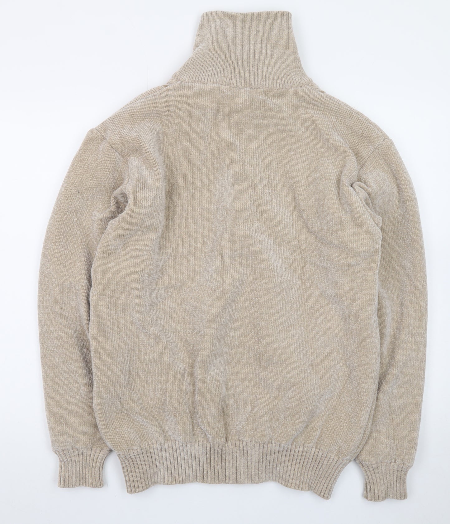 Todd Baxter Men's Beige Wool Blend Full Zip Jumper M