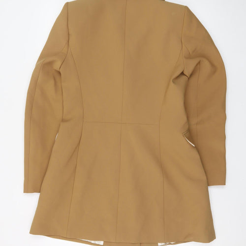 Zara Women Brown Double-Breasted Shawl Blazer Jacket Size 12