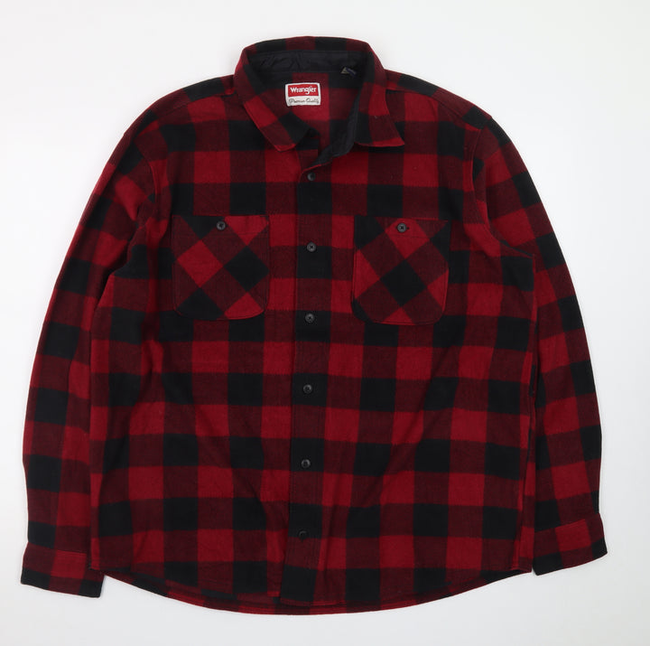 Wrangler Mens Red Black Check Flannel Button-Up Shirt XL
