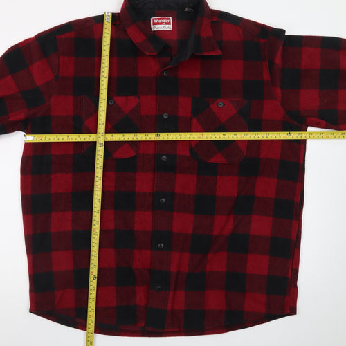 Wrangler Mens Red Black Check Flannel Button-Up Shirt XL