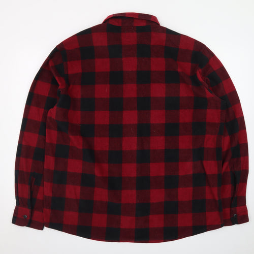 Wrangler Mens Red Black Check Flannel Button-Up Shirt XL