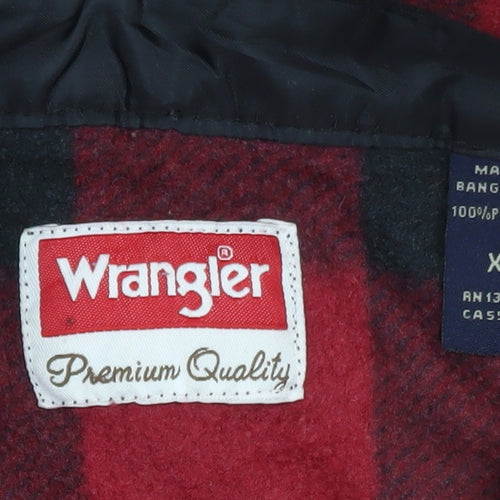 Wrangler Mens Red Black Check Flannel Button-Up Shirt XL