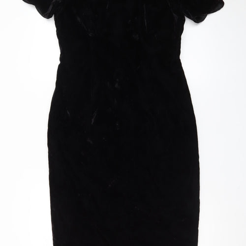 Santa Fe Women’s Black Velvet Bodycon Dress Size 10 Sweetheart Neck
