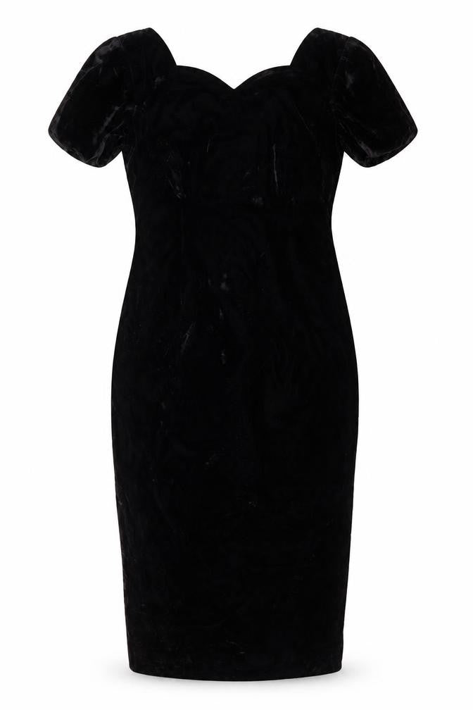 Santa Fe Women’s Black Velvet Bodycon Dress Size 10 Sweetheart Neck