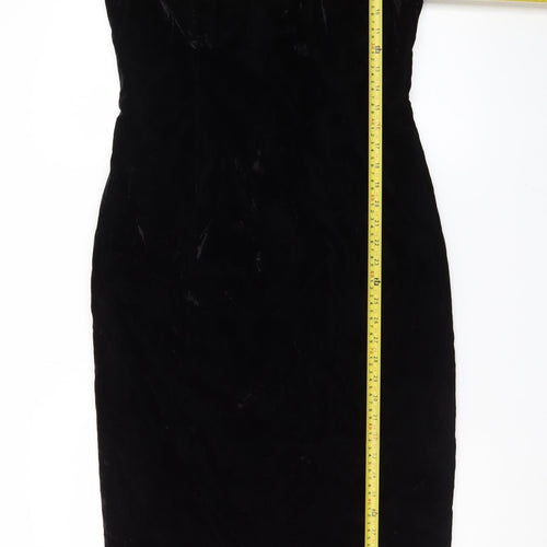 Santa Fe Women’s Black Velvet Bodycon Dress Size 10 Sweetheart Neck