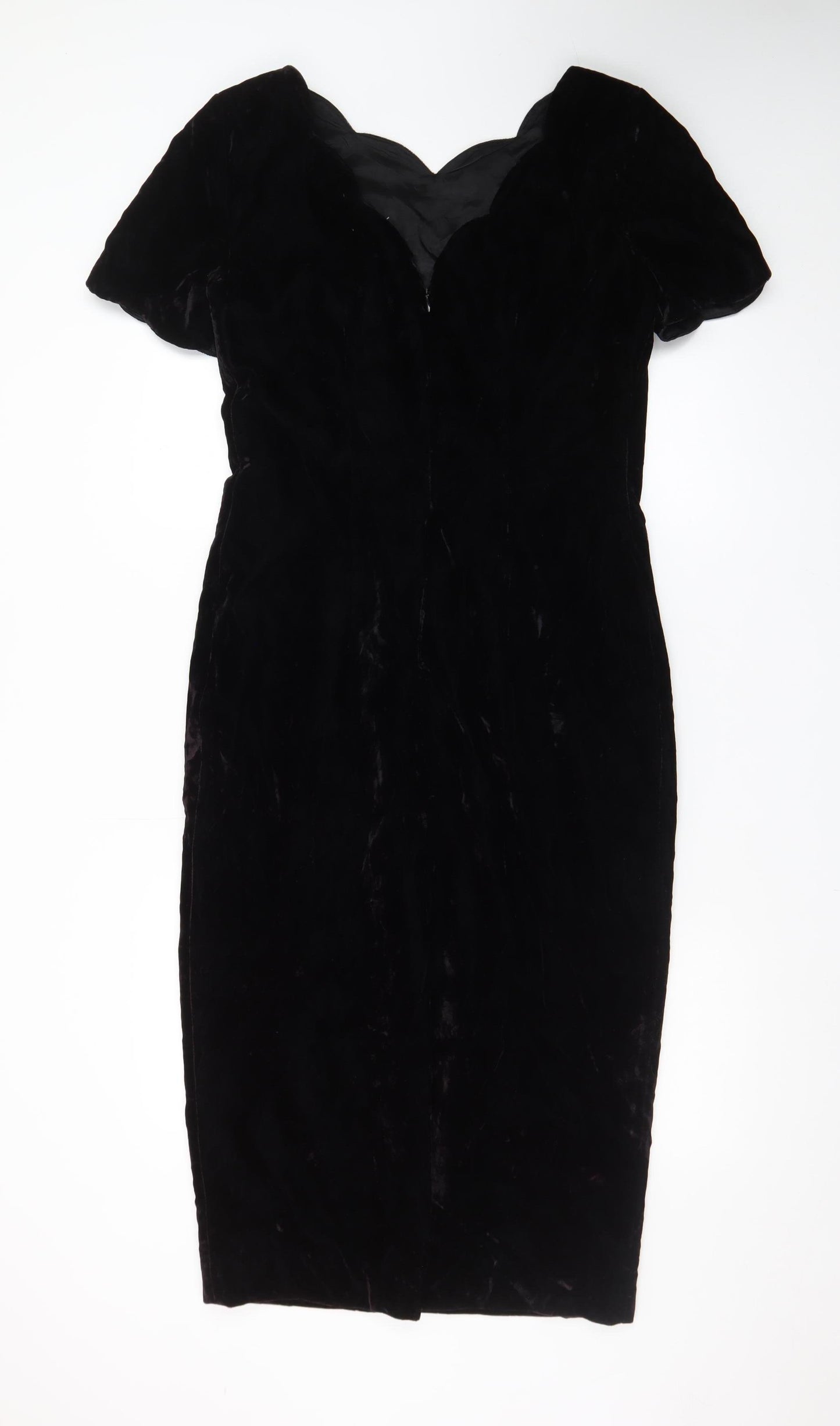 Santa Fe Women’s Black Velvet Bodycon Dress Size 10 Sweetheart Neck