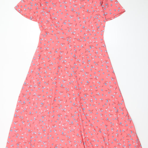 Marc Angelo Women's Pink Floral Midi A-Line Dress Size 12