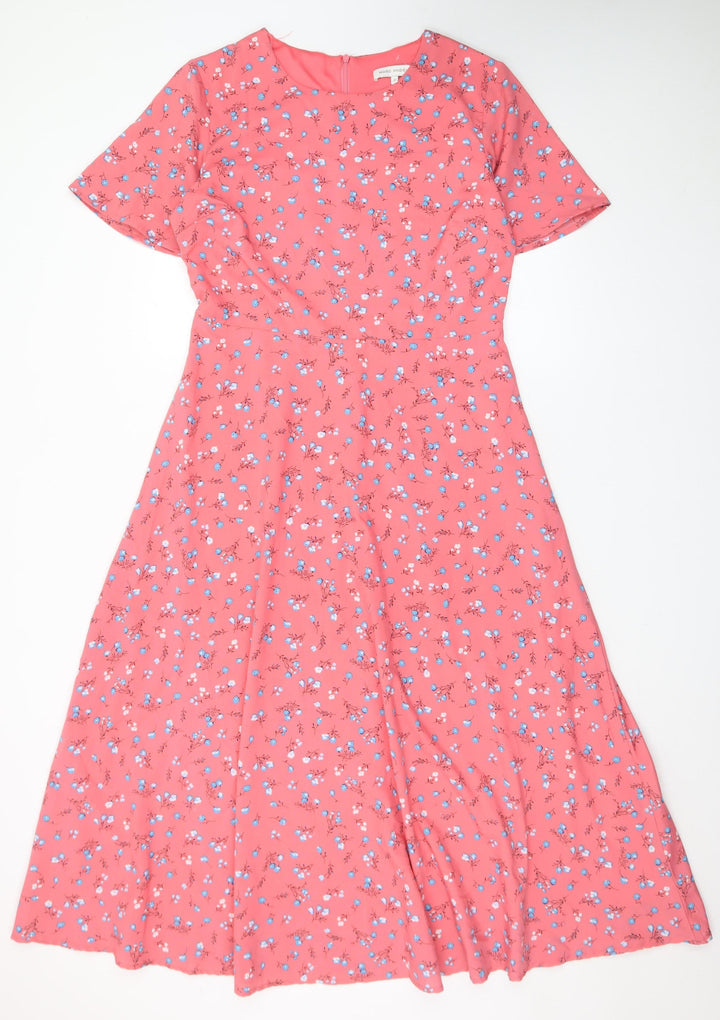 Marc Angelo Women's Pink Floral Midi A-Line Dress Size 12