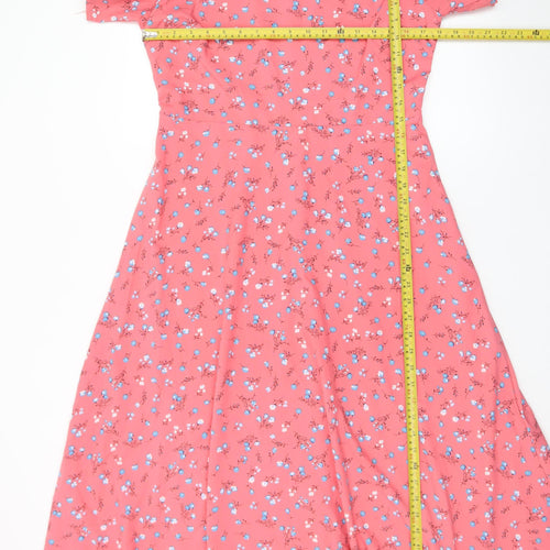Marc Angelo Women's Pink Floral Midi A-Line Dress Size 12
